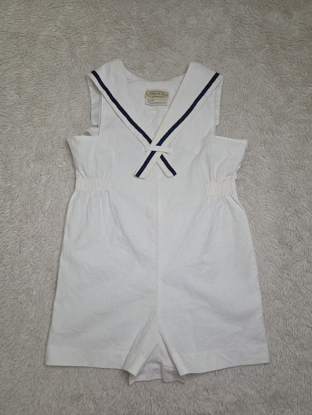 Vintage Laura Ashley Mother & Child Nautical Sailor Romper Sz 12-18 Months